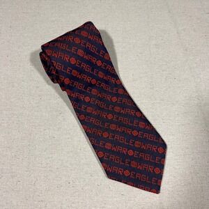 Auburn War‎ Eagle Tie Collegiate Necktie Navy Blue Orange Patterned
